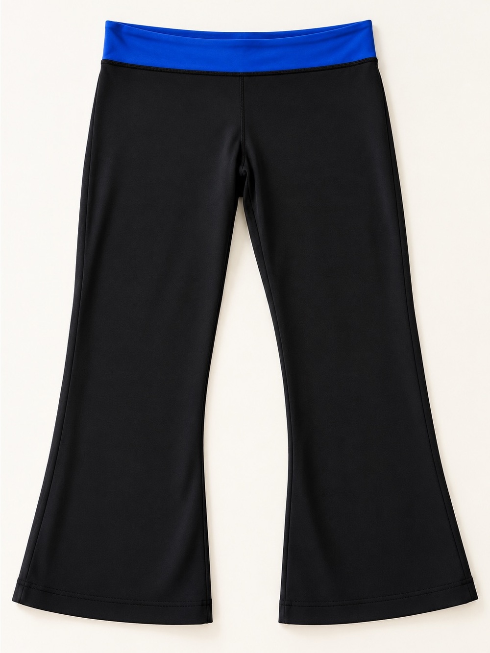 lululemon athletica Black Flare Leggings with Blue Waistband